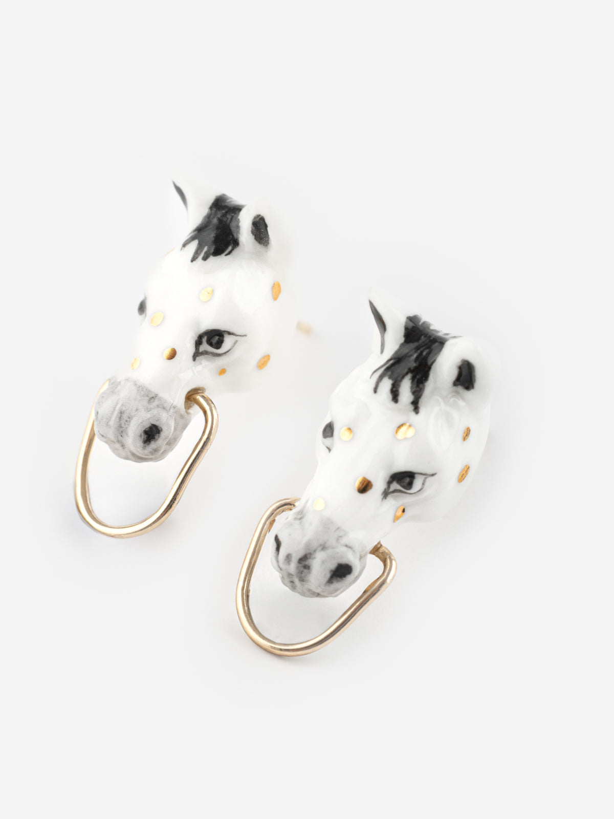 Pulci dell'orecchio della testa di cavallo bianco