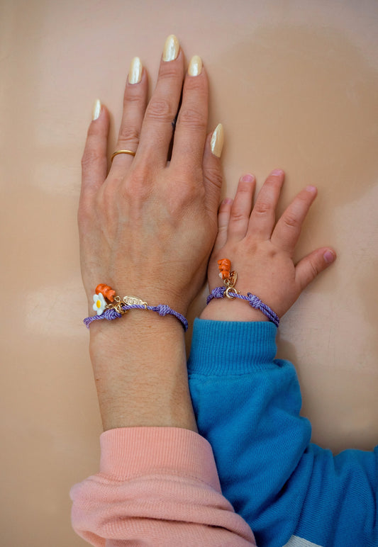Bracelet cordon violet personnalisable enfant - Mix and match