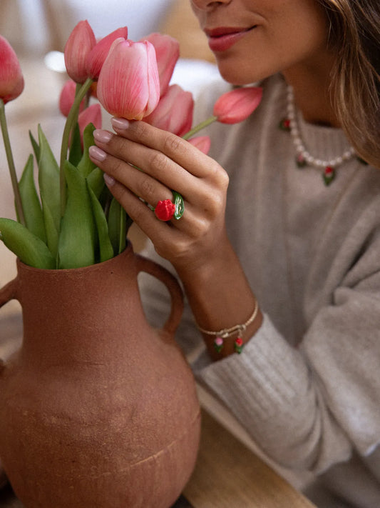 Anello tulipano in porcellana