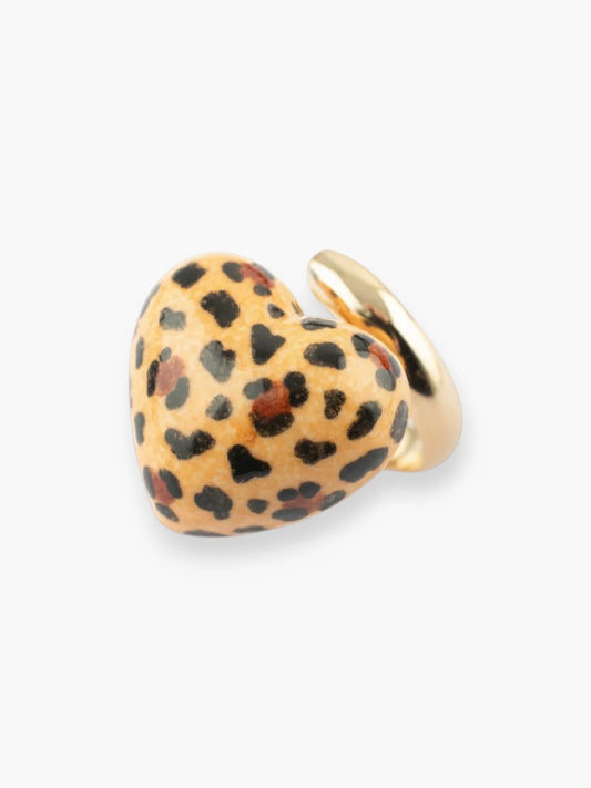Bague cœur motif léopard - 15 ans