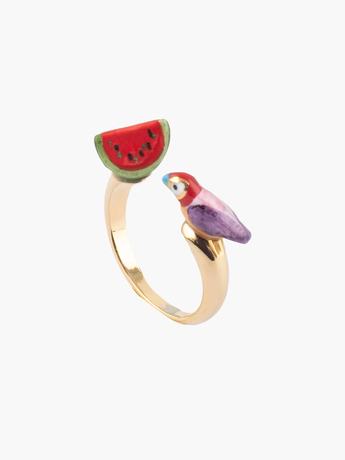 Bague FaceToFace perroquet violet et pastèque