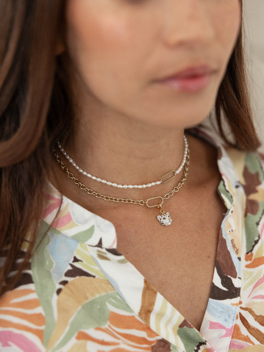 Charm's léopard blanc et doré