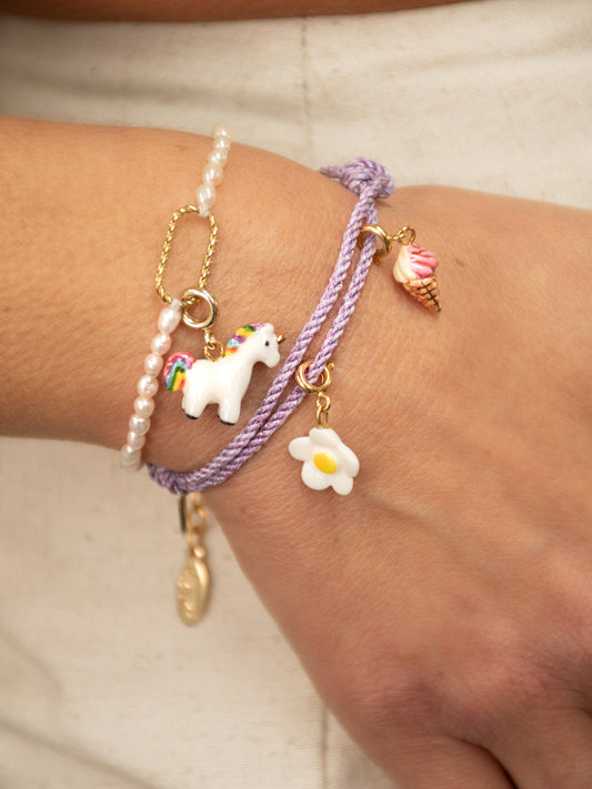 Bracelet cordon violet personnalisable - Mix and match