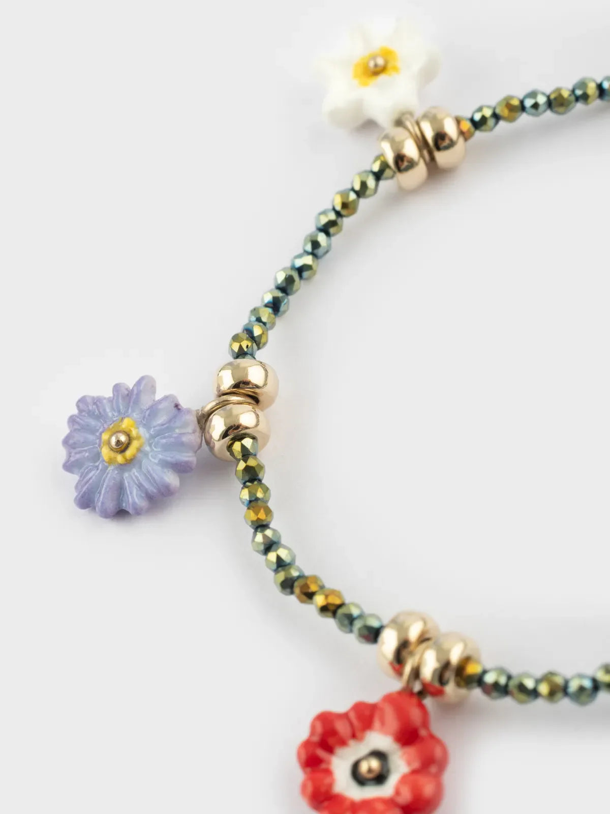 Bracelet perles fleurs anémones