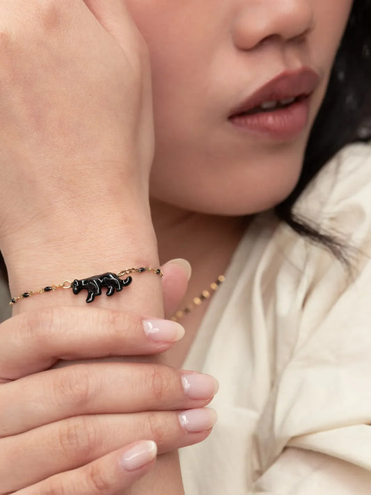 Bracciale con perline e pantera