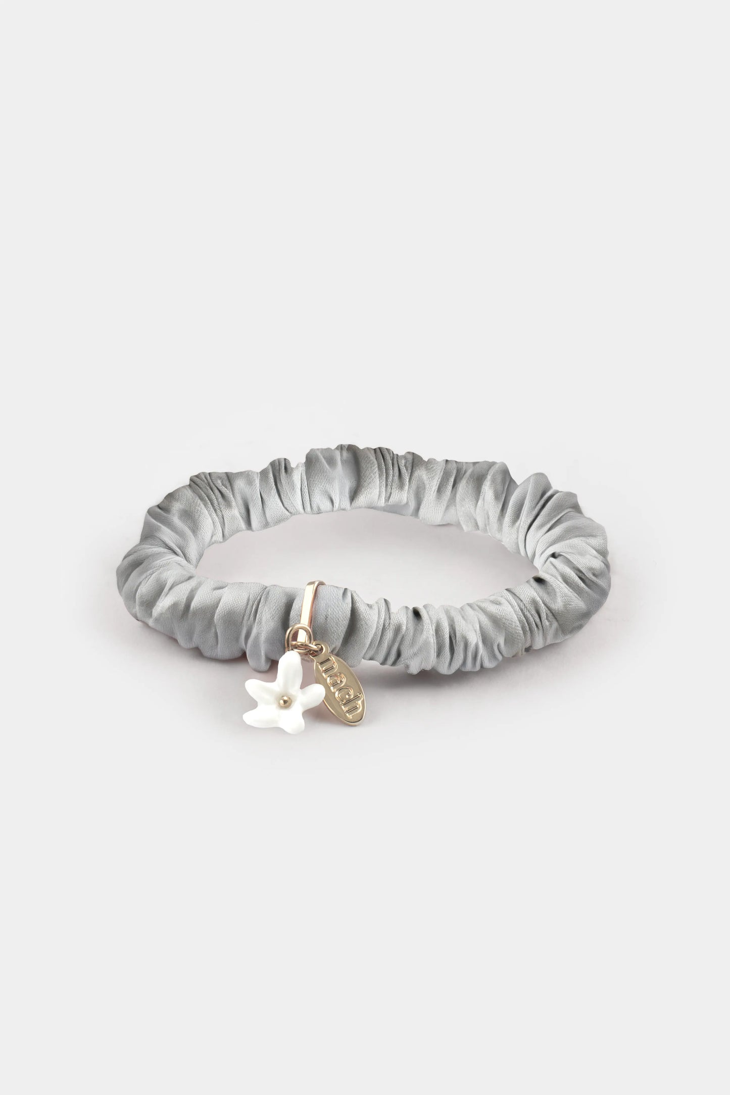 Bracelet chouchou gris, soie et jasmin