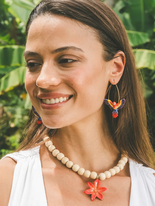Large Creole Red Macaw Parrot in Flight
