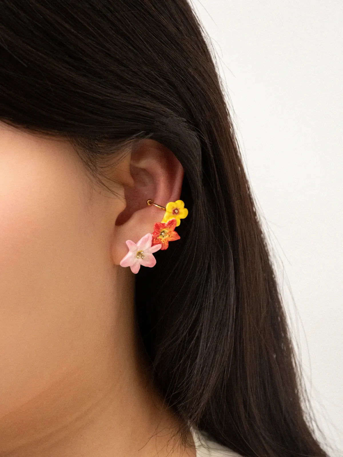 Boucles d’oreilles ear cuff fleurs tropicales