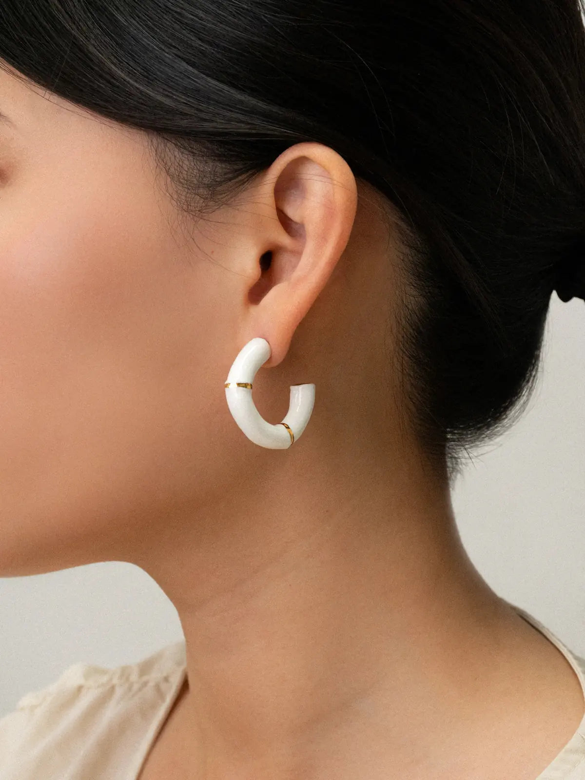 Boucles d’oreilles créoles bambou blanc