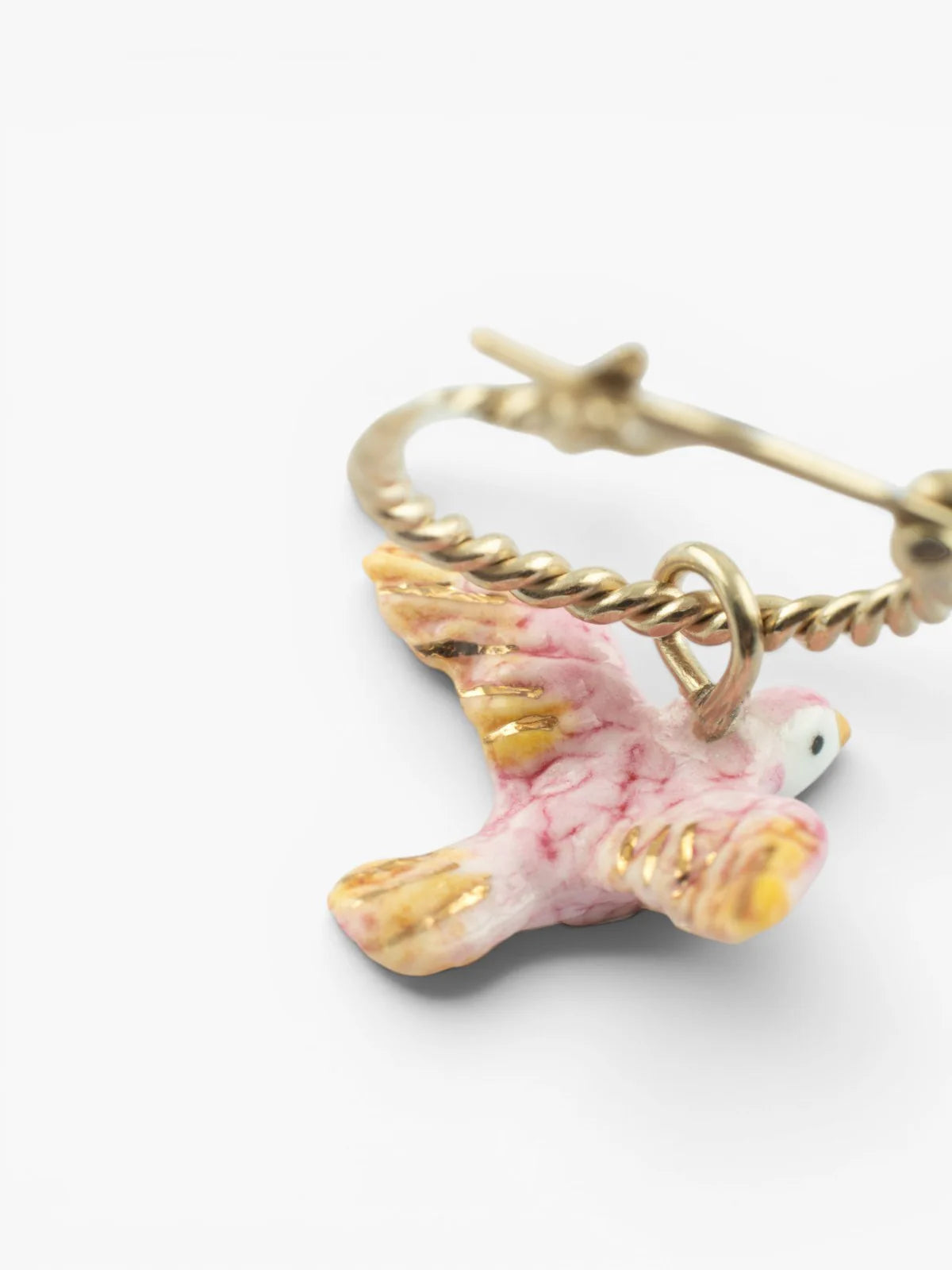 Mini pink dove hoop earrings - Sold individually