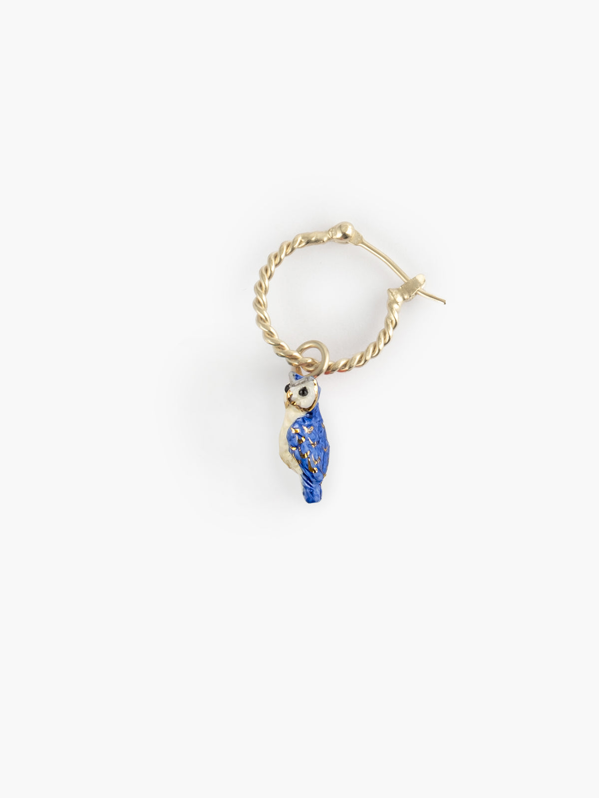 Mini orecchini a cerchio con gufo blu e oro - Venduti singolarmente