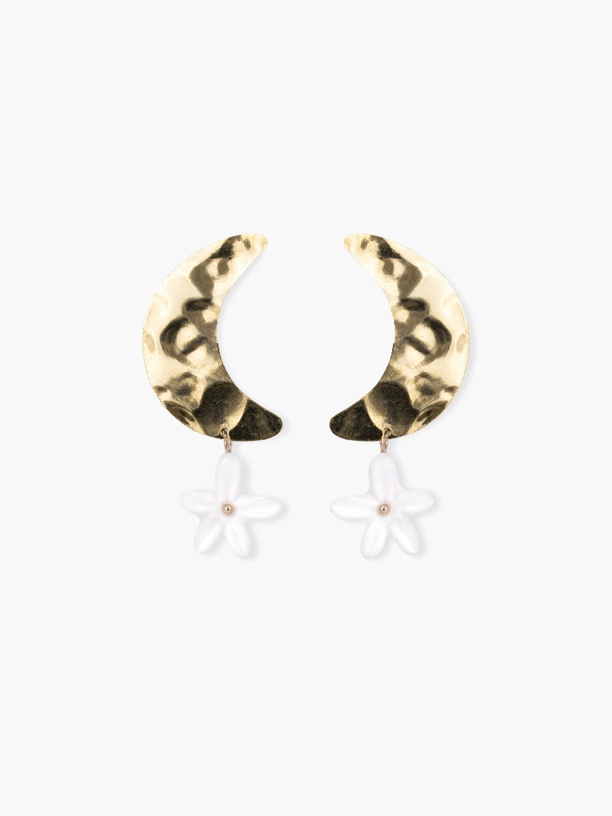 Orecchini pendenti con luna e fiori