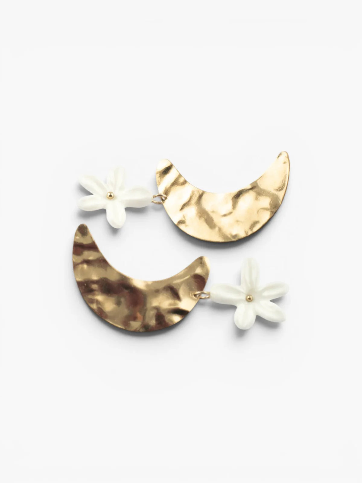 Boucles d’oreilles pendantes lune et fleur