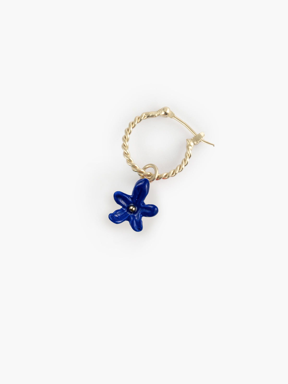 Mini blue jasmine hoop earrings - Sold individually