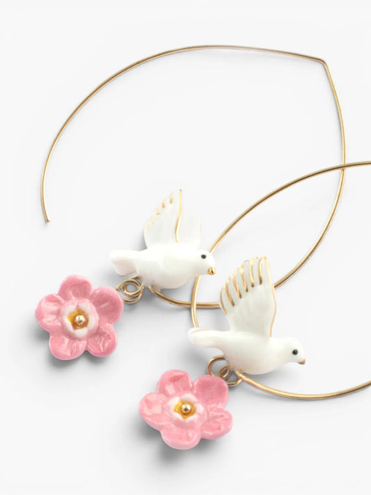 Moyennes créoles colombe et fleur - Octobre rose