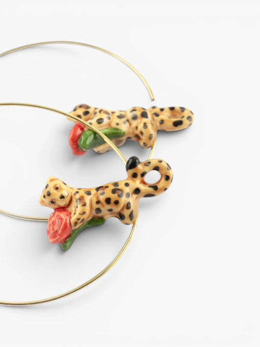 Grandes créoles léopard et rose - 15 ans