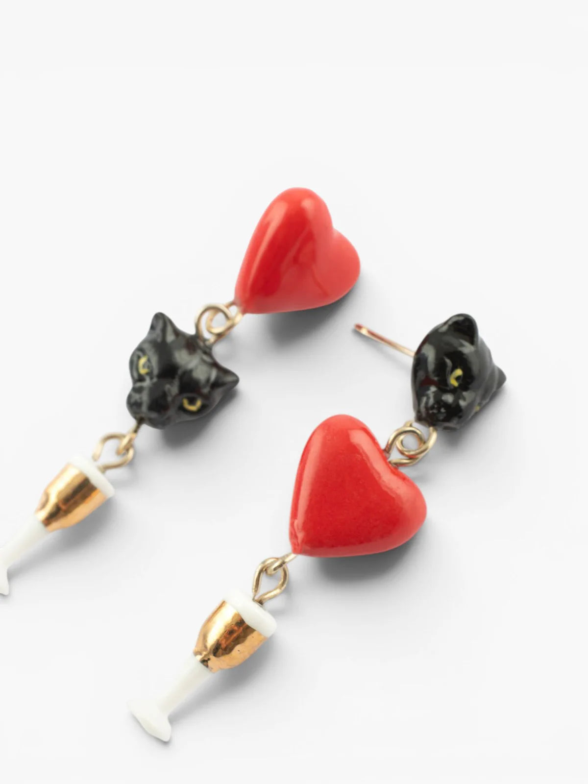 Panther, heart and champagne drop earrings - 15 years