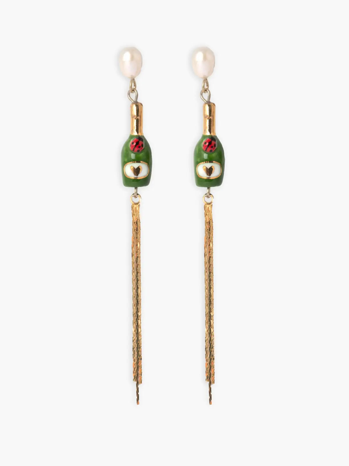 Boucles d'oreilles perle et bouteille de champagne - 15 ans