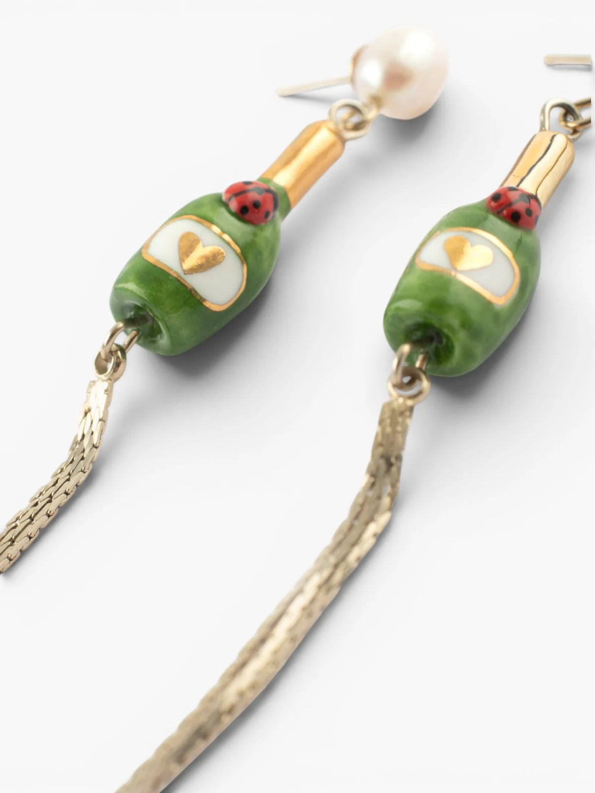 Boucles d'oreilles perle et bouteille de champagne - 15 ans