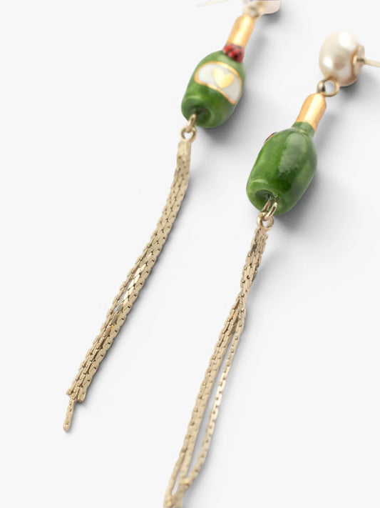 Boucles d'oreilles perle et bouteille de champagne - 15 ans