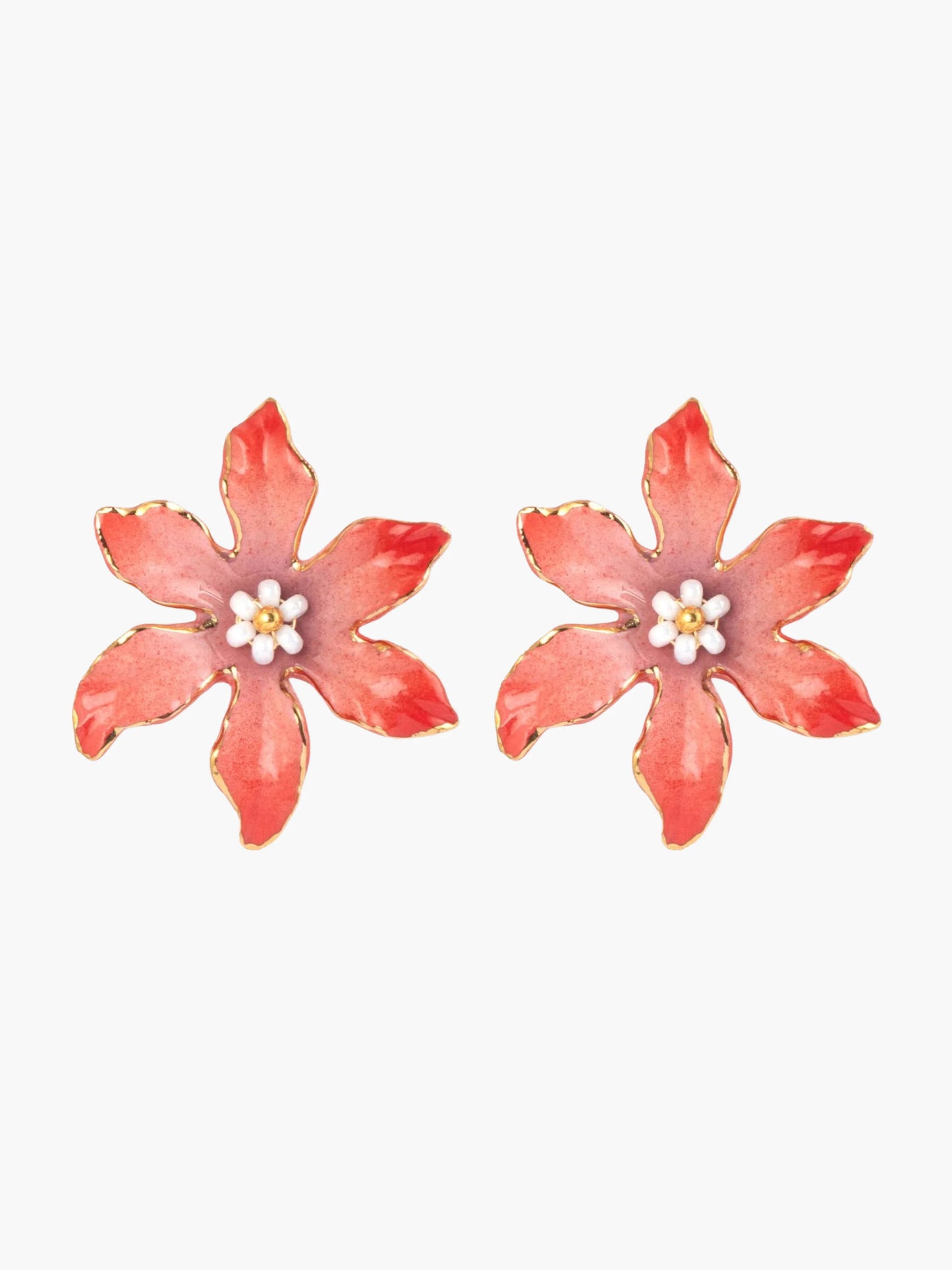 Boucles d'oreilles puces - maxi lys rose