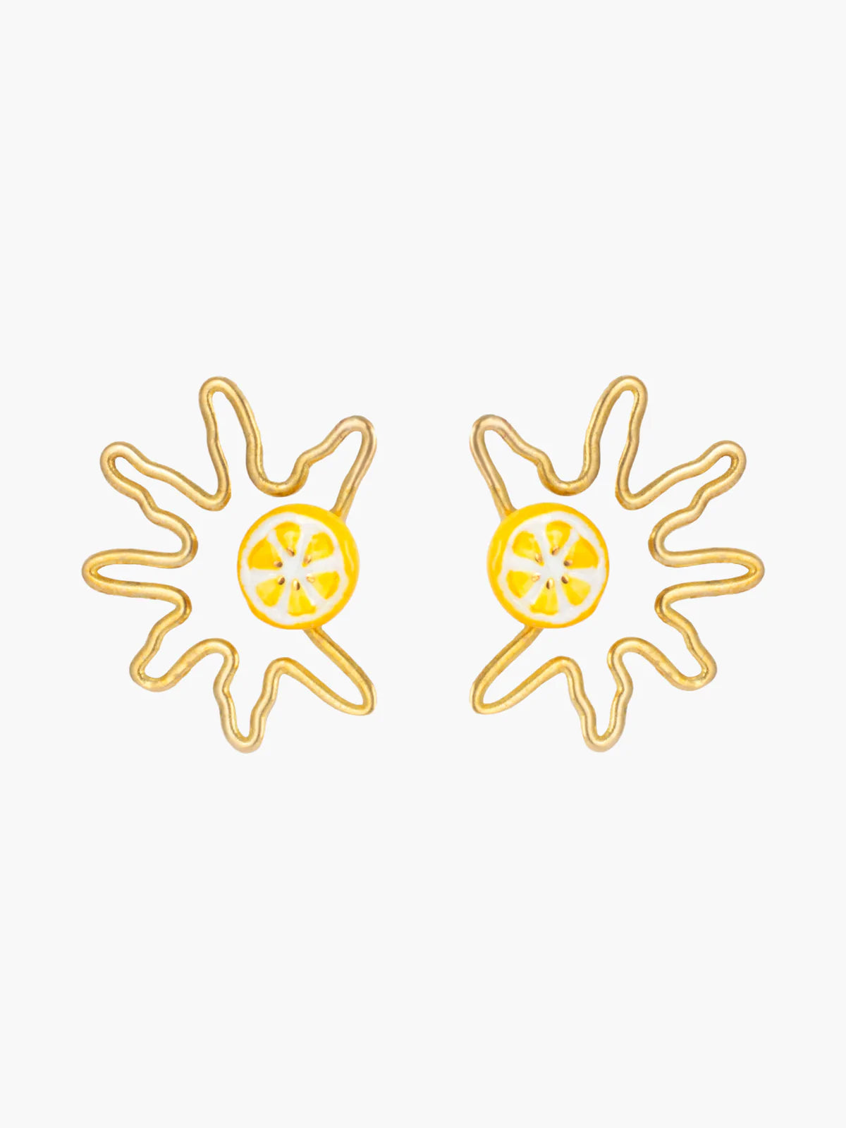 Orecchini a sole cesellato e limone