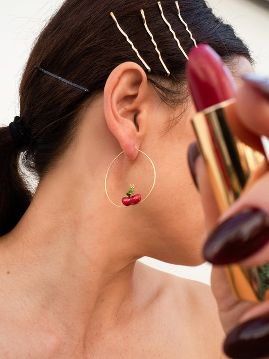 Orecchini creoli medi color ciliegia - Chérie Cherry