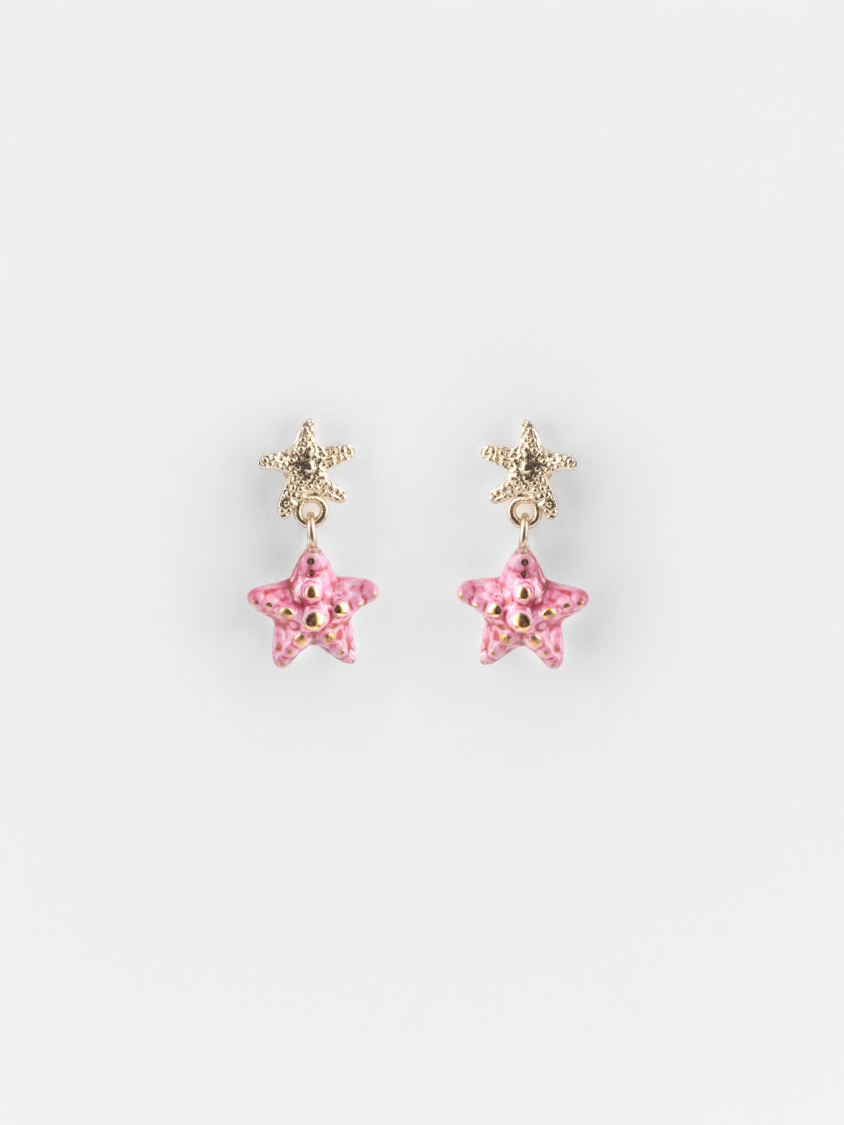 Orecchini pendenti a forma di stella marina rosa