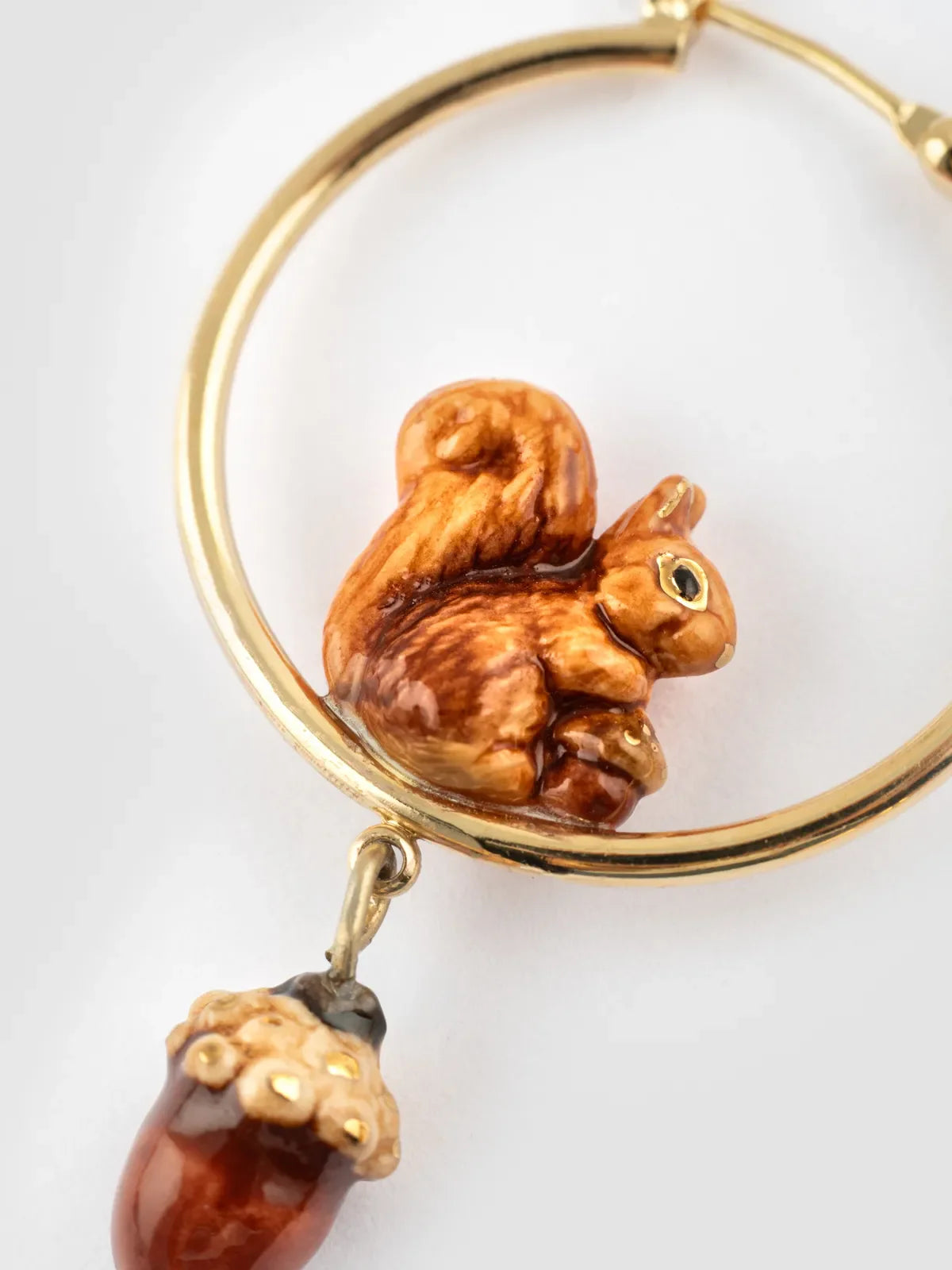 Petites créoles rondes écureuil et gland