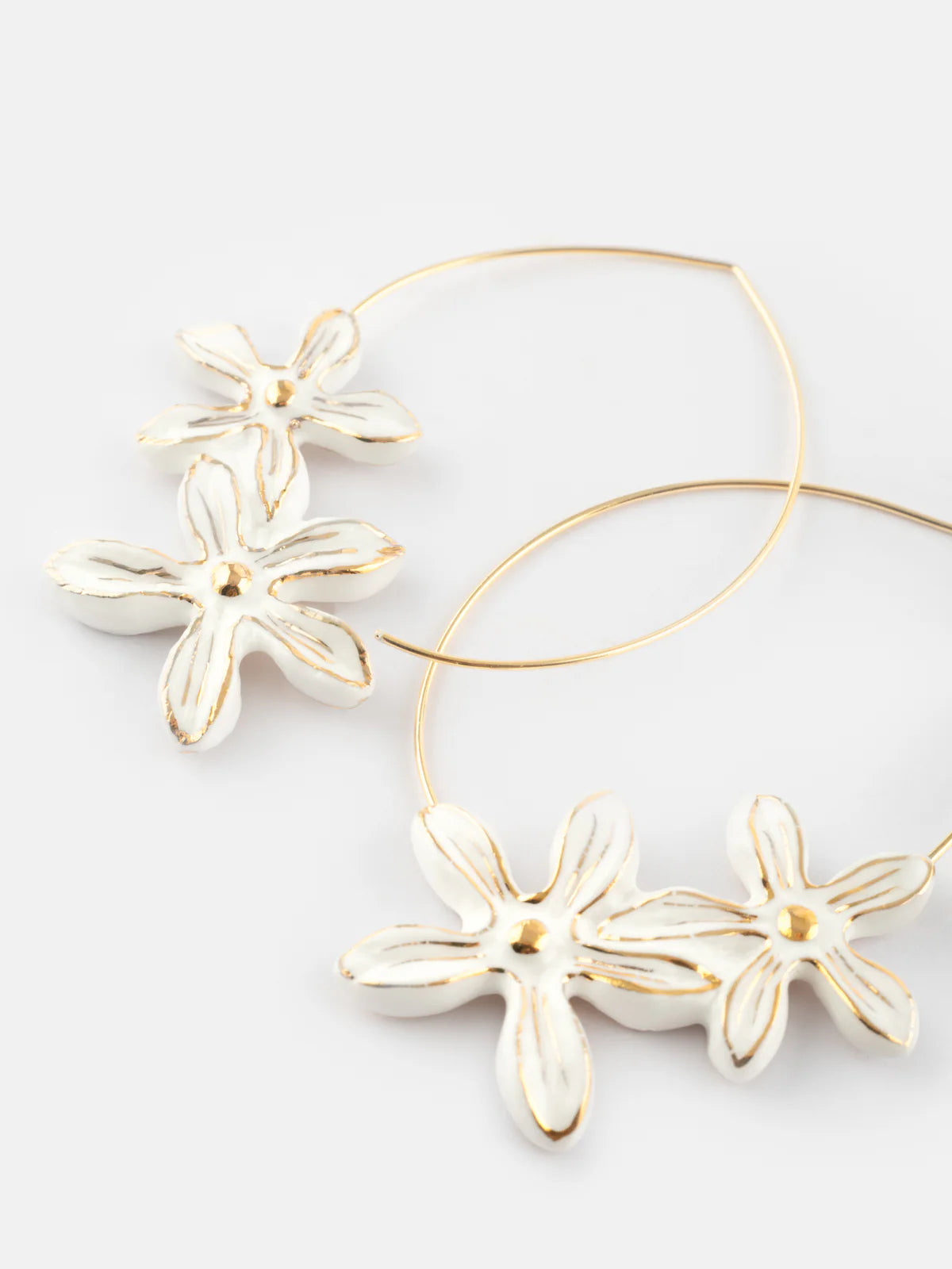Grandes créoles fleurs d'Erine blanche