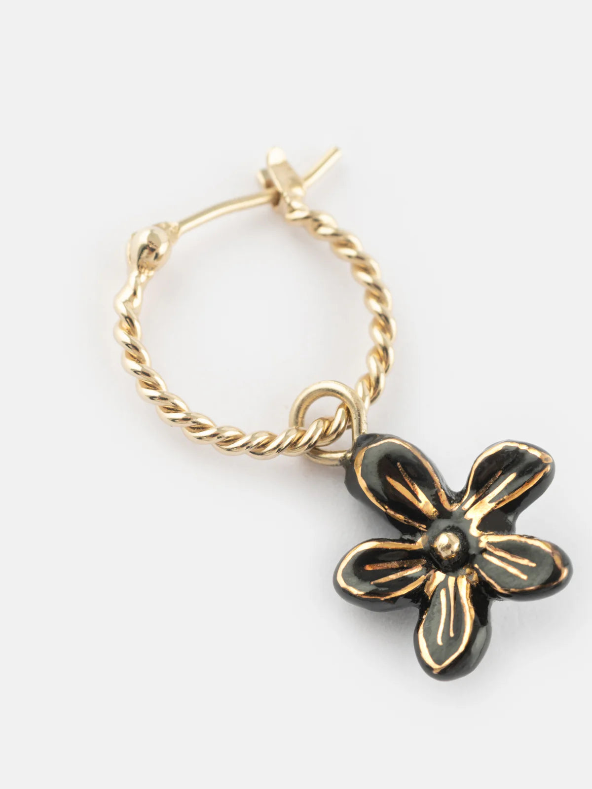 Mini créoles fleur d'Erine noire - vendue à l'unité