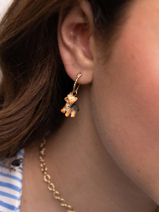 Orecchini a cerchio creoli Mini Yorkshire Terrier - Venduti singolarmente