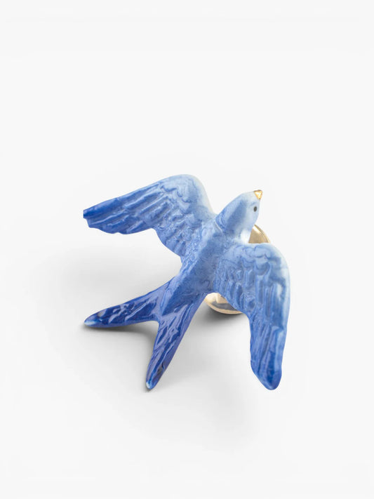 Blue swallow pin