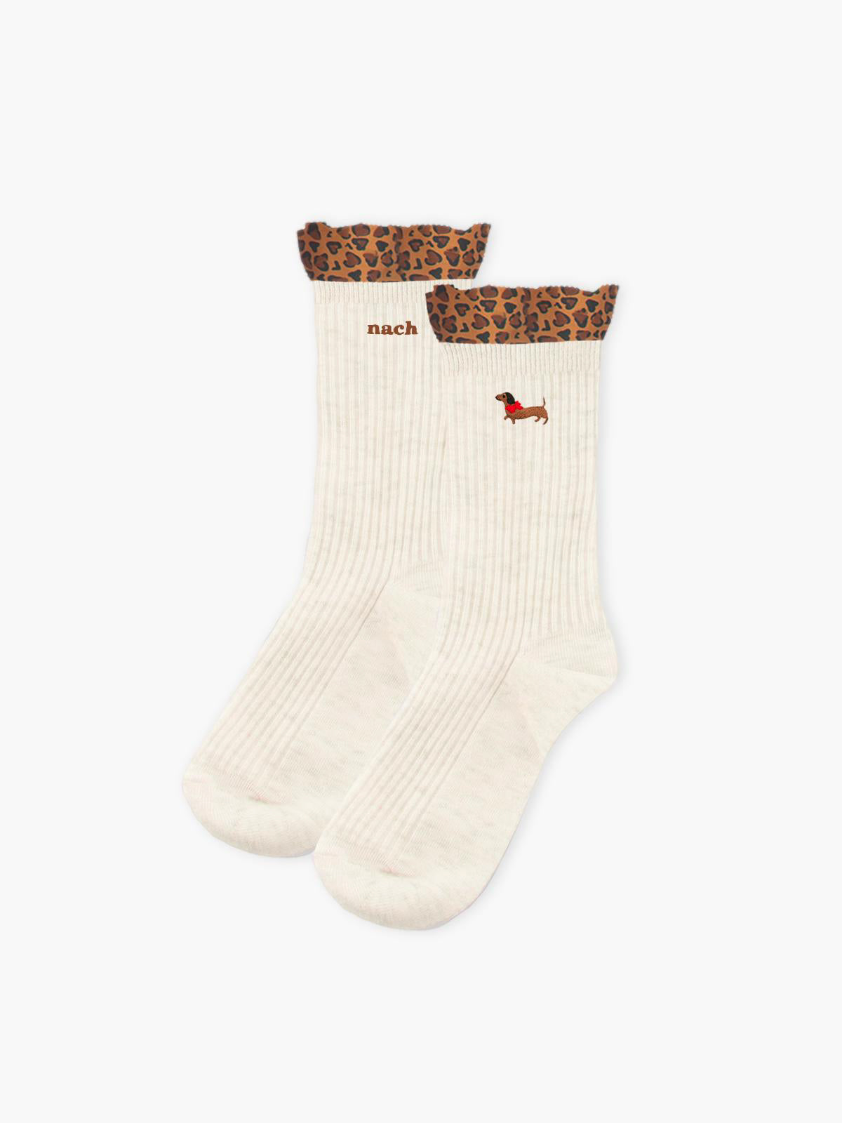 Leopard print ruffled dachshund socks - 15 years