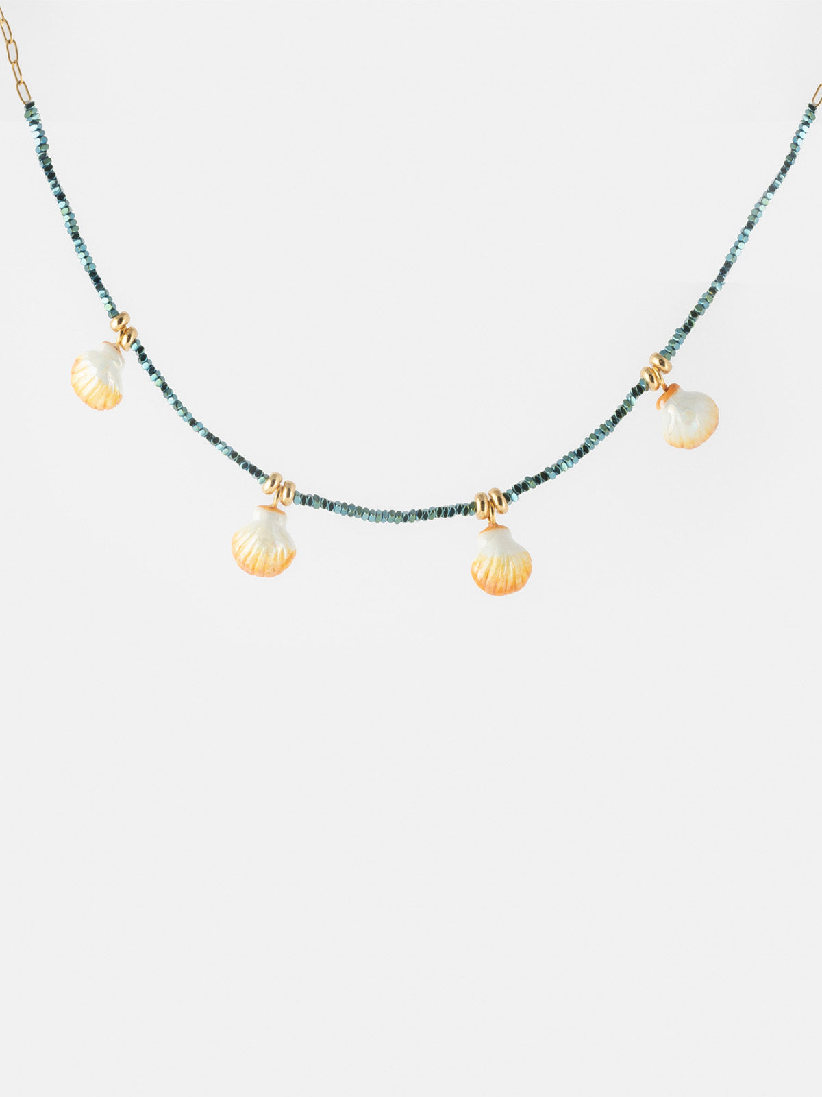 Shell and hematite bead necklace