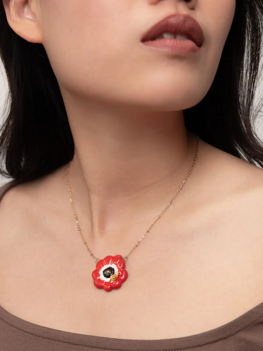 Collier anémone rouge