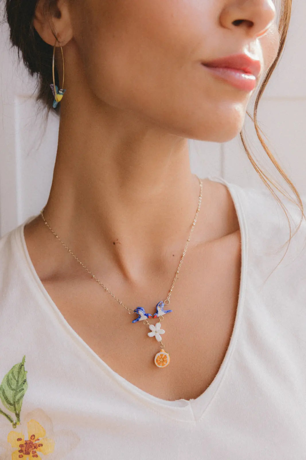 Boucles d'oreilles créoles mésange en vol