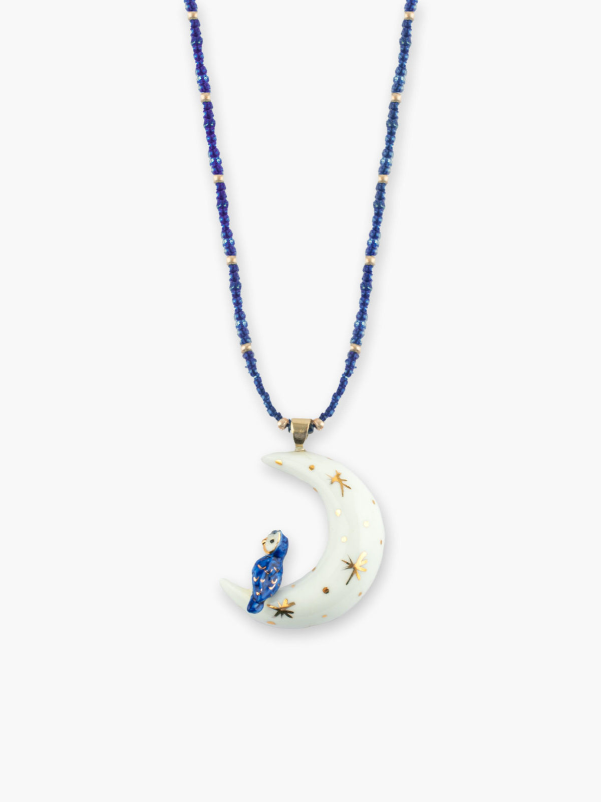 Collana di perline con luna e gufo