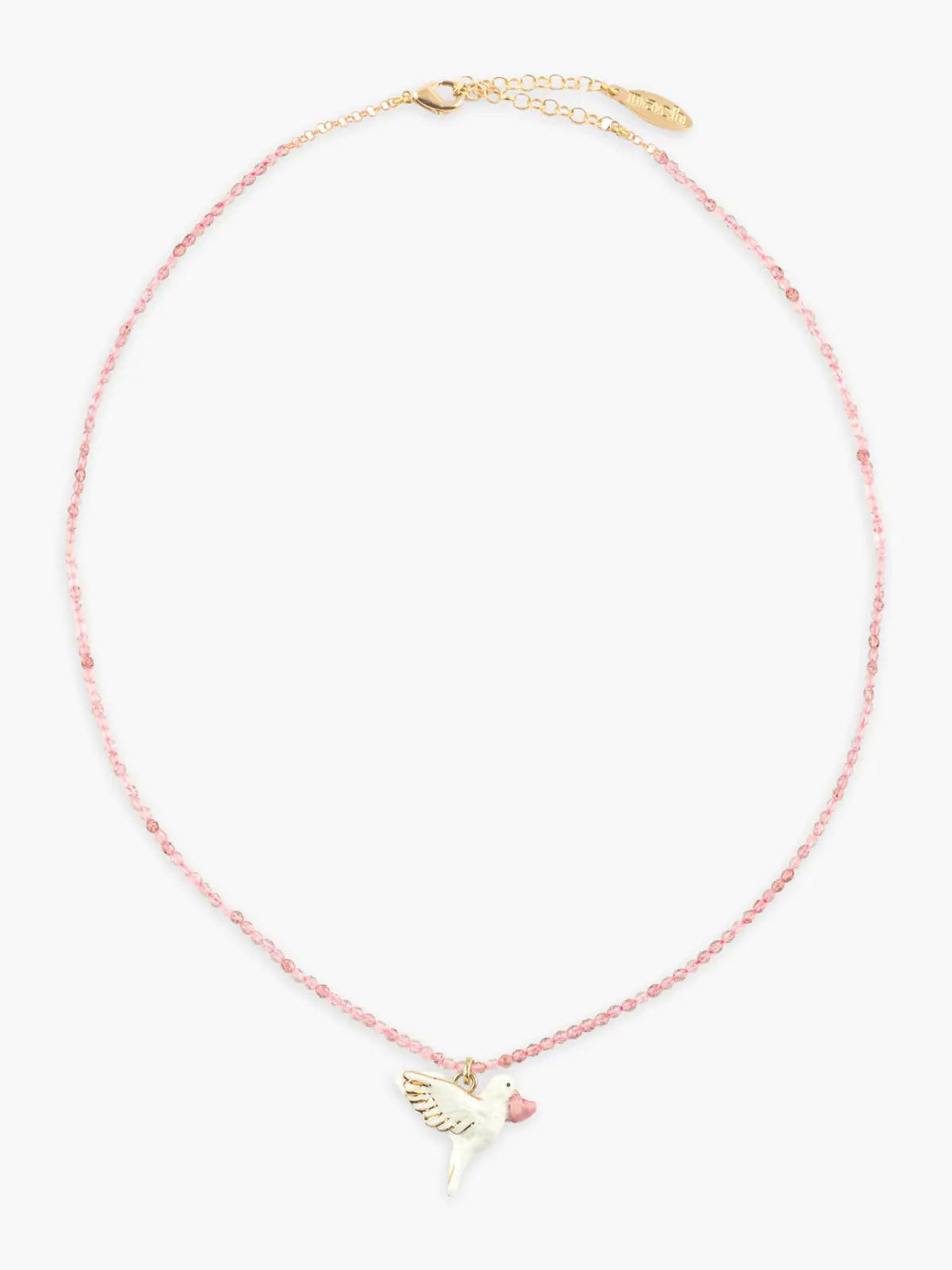 Collana con perle di colomba e quarzo - Pink October