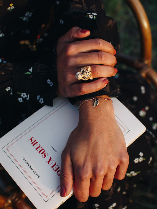 bague animal leopard porcelaine peint à la main