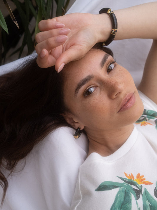 Boucles d'oreilles noir ethnique