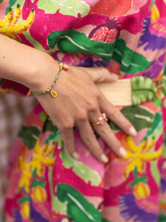 Bracelet perles d'hématite & fruits