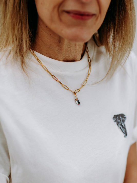 Charm's animal macareux porcelaine peint à la main