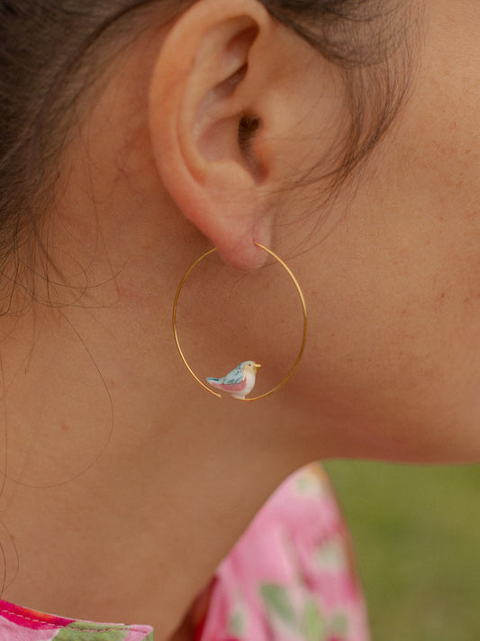 Petites créoles oiseau bleu