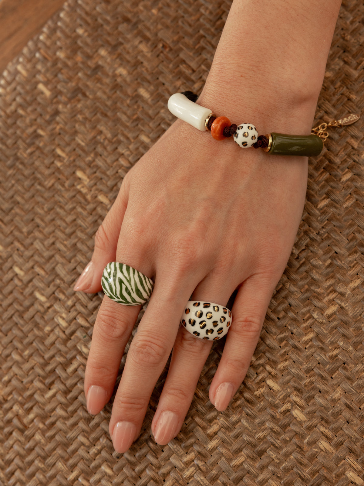 Bague léopard blanc et doré