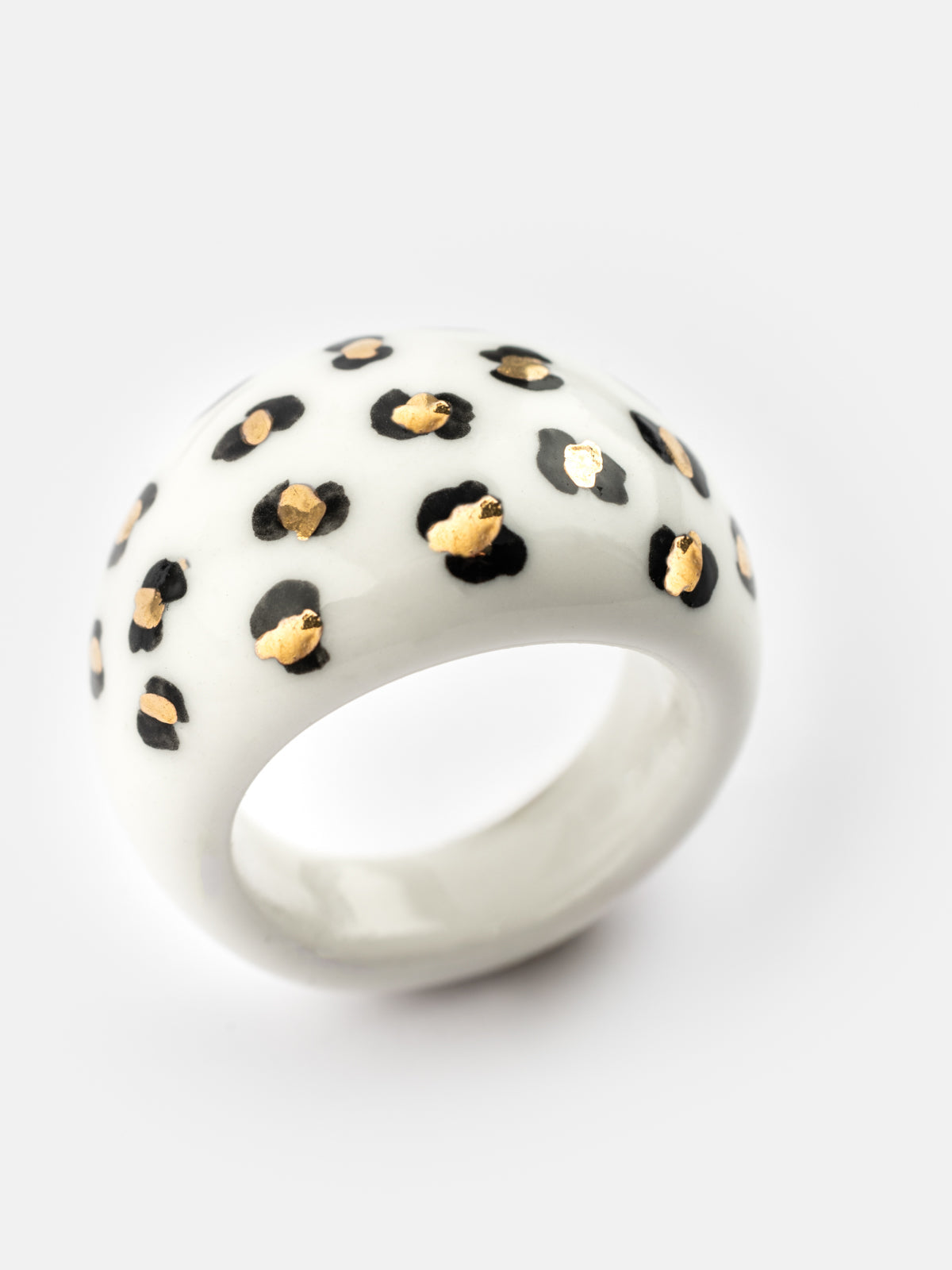 Bague léopard blanc et doré