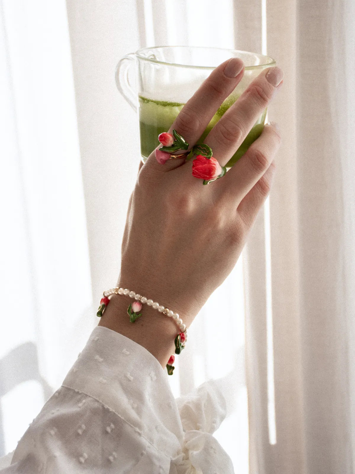 Bague Tulipe rouge et cœur