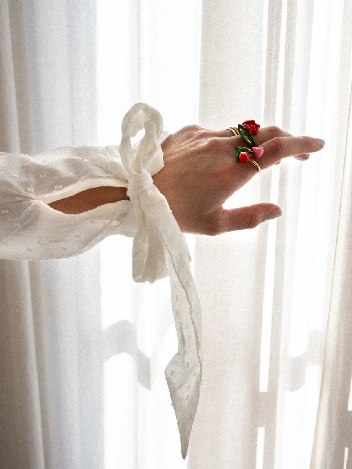 Bague Tulipe rouge et cœur