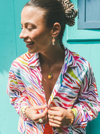 Gould pineapple and diamond bird necklace