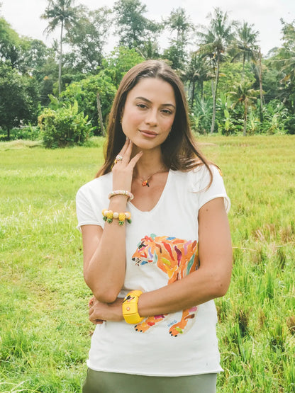 Collana con giglio tigrato e tucano